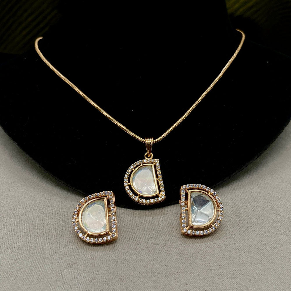 Amoliya Jewels Regal Polki Kundan Stone Chain Pendant Set