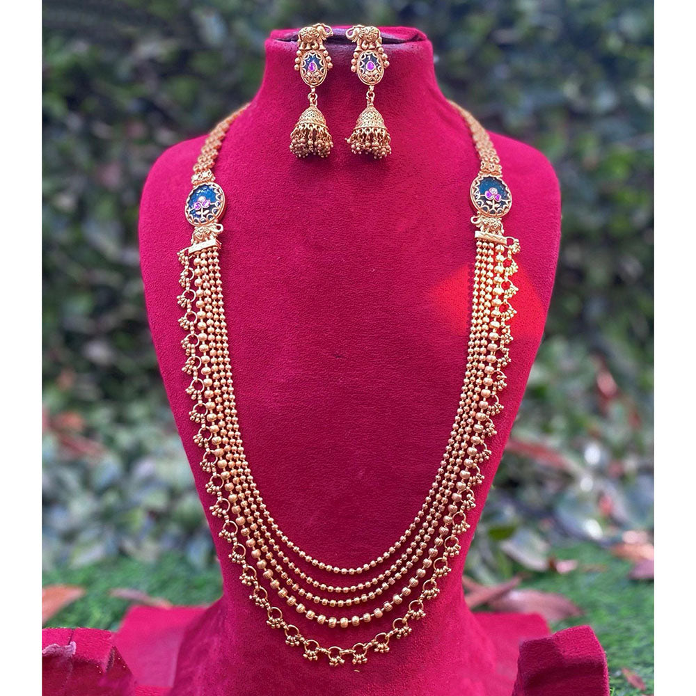 Amoliya Jewels Luxury Look Pota Stone And Pearl Long Necklace Set