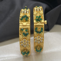 Amoliya Jewels Designer Polki Kundan And Pearl Opneable Statement Bangles Set