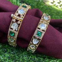 Amoliya Jewels Designer Polki Kundan And Austrian Stone Openable Statement Bangles Set