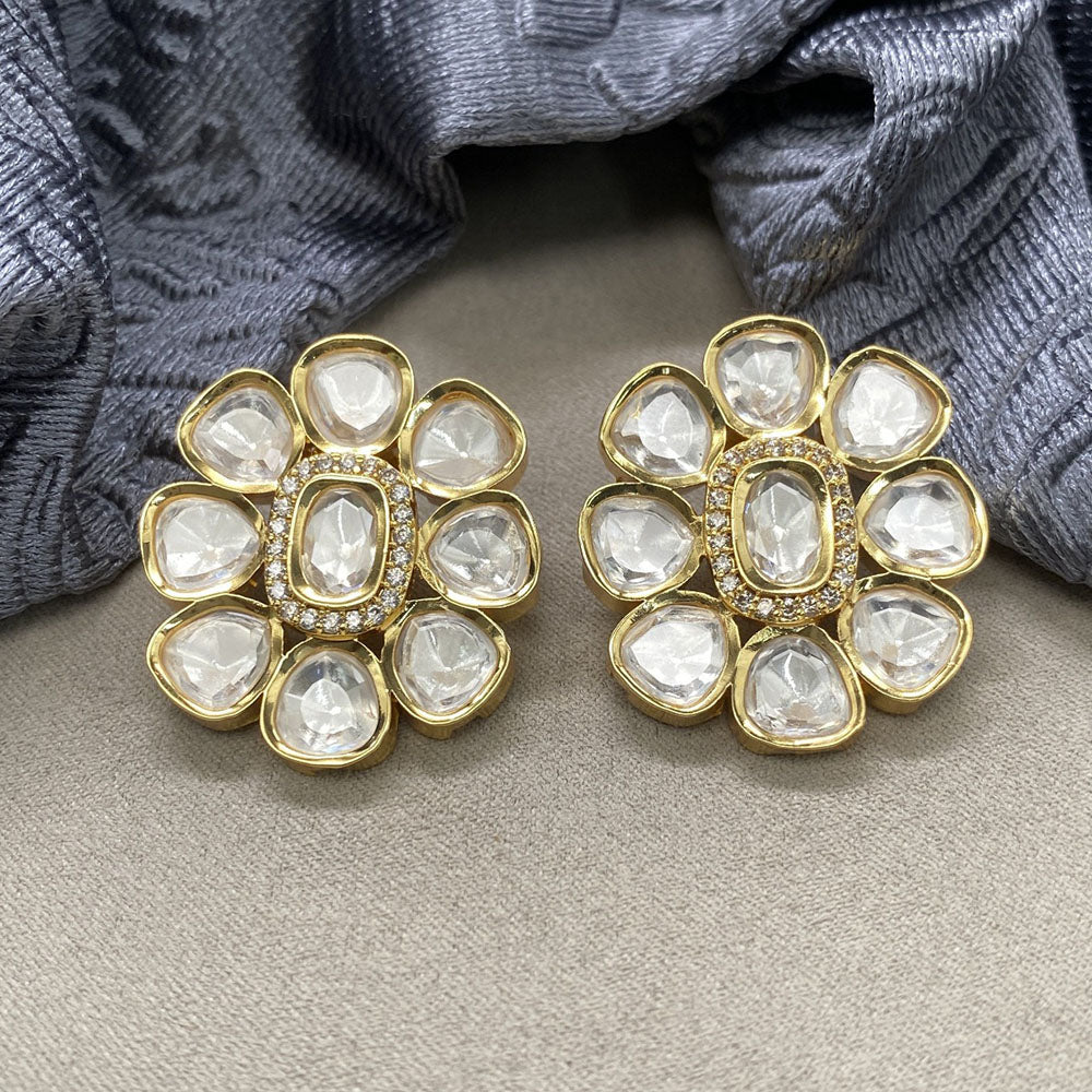 Amoliya Jewels Royal Polki Kundan Stone Designer Studs Earrings