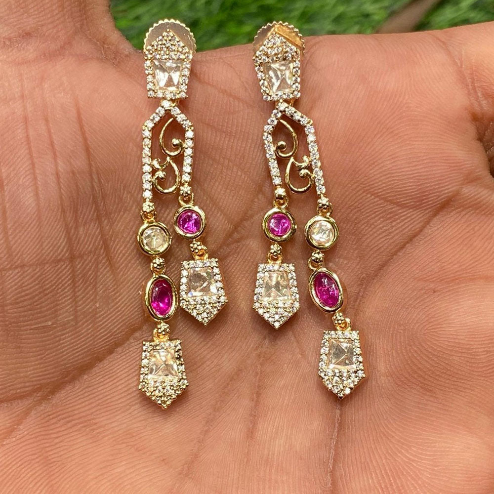 Amoliya Jewels Classic Polki Kundan Designer Dangler Earrings