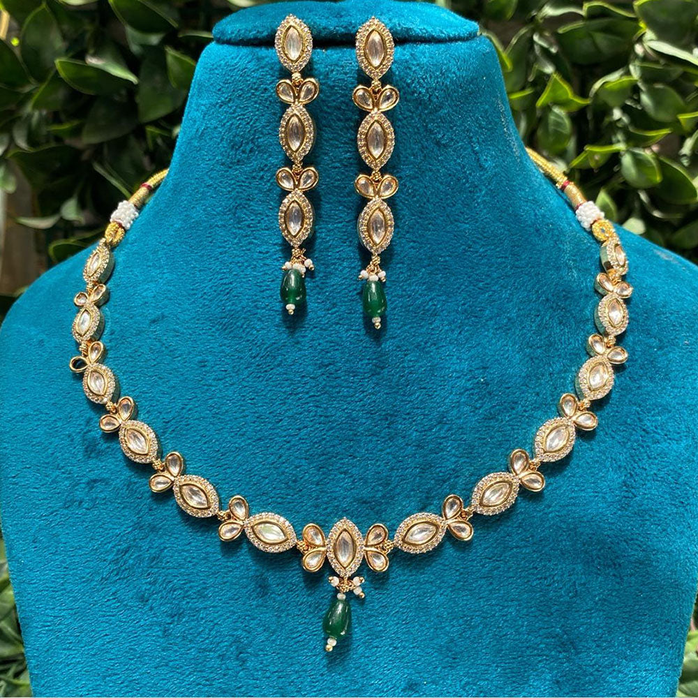 Amoliya Jewels Designer Polki Kundan And Beads Statement Necklace Set