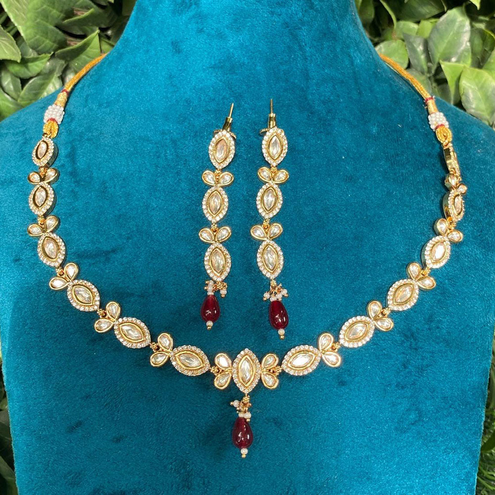 Amoliya Jewels Designer Polki Kundan And Beads Statement Necklace Set