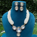 Amoliya Jewels Vintage Look Kundan Stone And Pearl Necklace Set