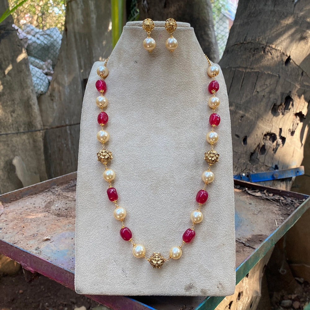 Amoliya Jewels Royal Look Beads Long Necklace Set