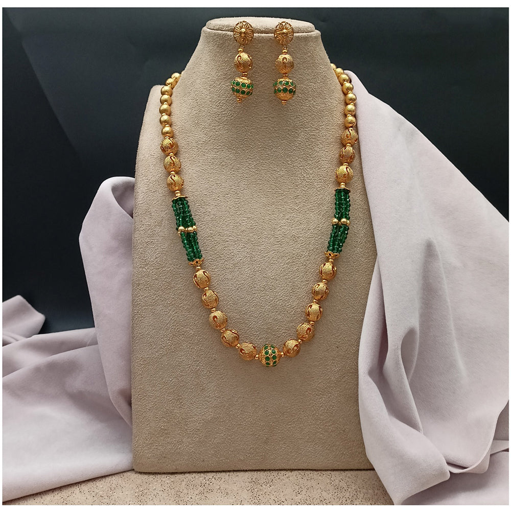 Amoliya Jewels Royal Look Pota Stone And Beads Long Necklace Set