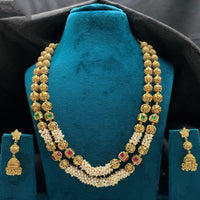 Amoliya Jewels Royal Look Pota Stone And Beads Long Necklace Set