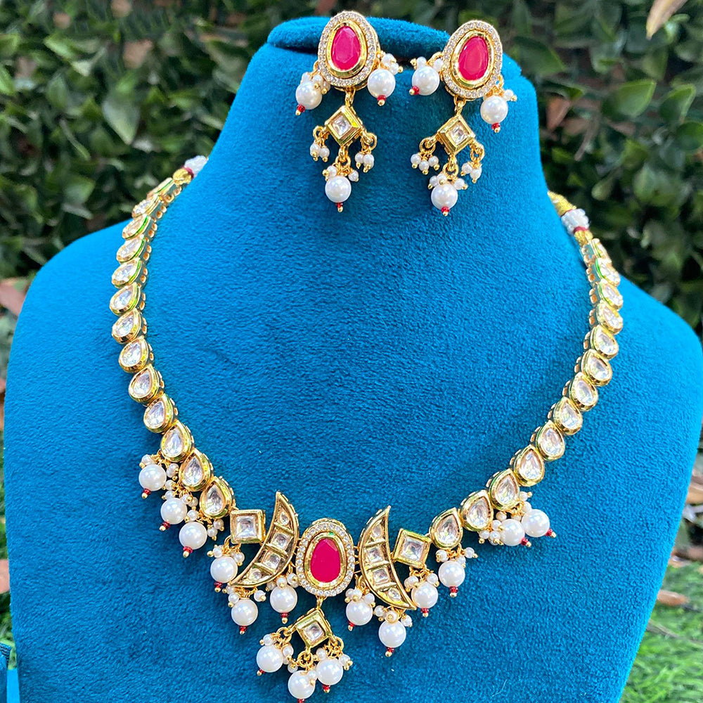 Amoliya Jewels Premium Kundan And Pearl Designer Necklace Set