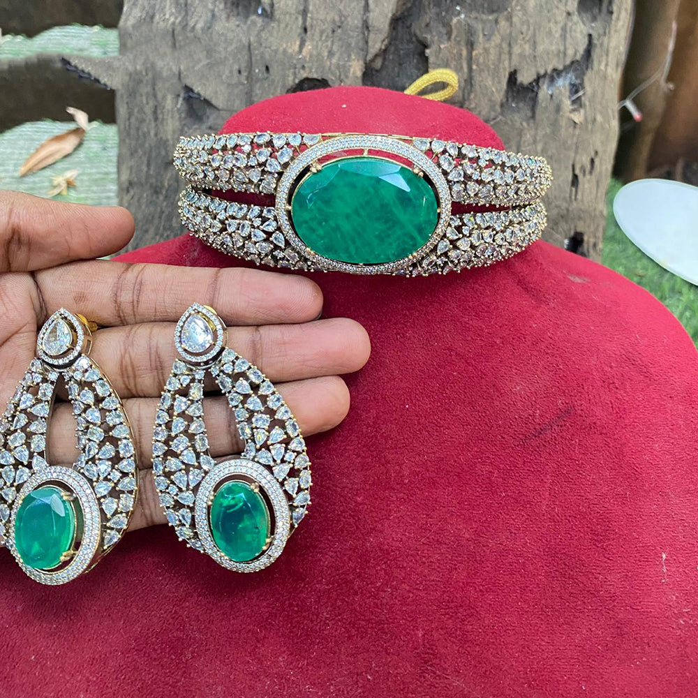 Amoliya Jewels American Diamond Elegant Choker Necklace Set