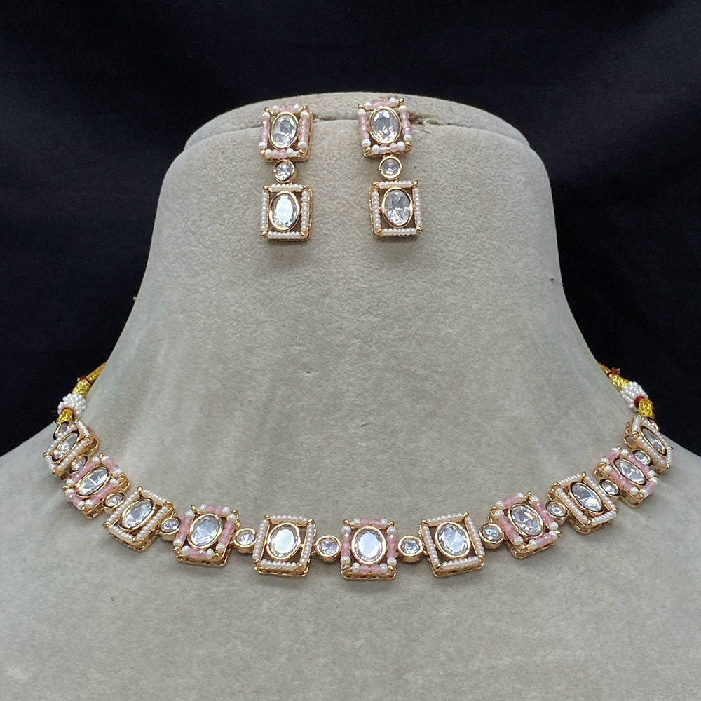 Amoliya Jewels Royal Polki Kundan Stone And Pearl Necklace Set