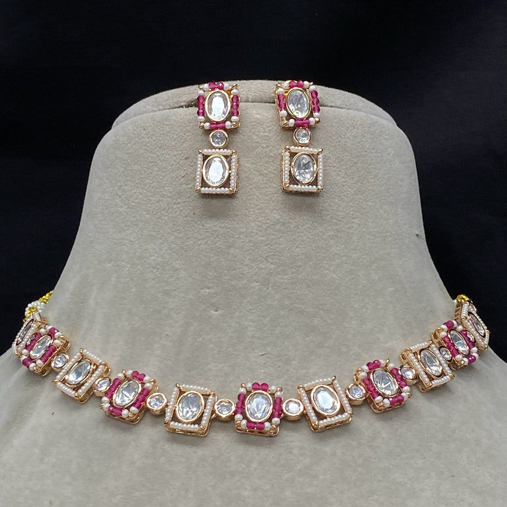 Amoliya Jewels Royal Polki Kundan Stone And Pearl Necklace Set