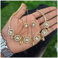 Amoliya Jewels Royal Polki Kundan And Austrian Stone Necklace Set