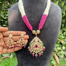 Amoliya Jewels Royal Polki Kundan Stone And Pearl Meenakari Necklace Set