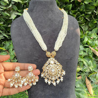 Amoliya Jewels Royal Polki Kundan Stone And Pearl Meenakari Necklace Set