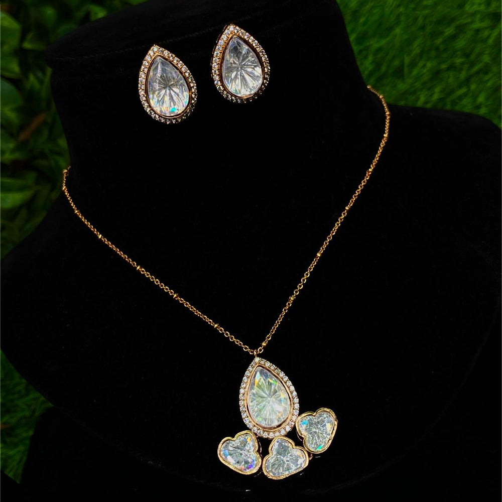 Amoliya Jewels Designer Polki Kundan Stone Necklace Set