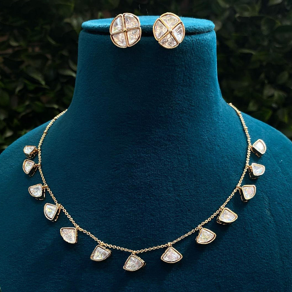 Amoliya Jewels Designer Polki Kundan Stone Necklace Set