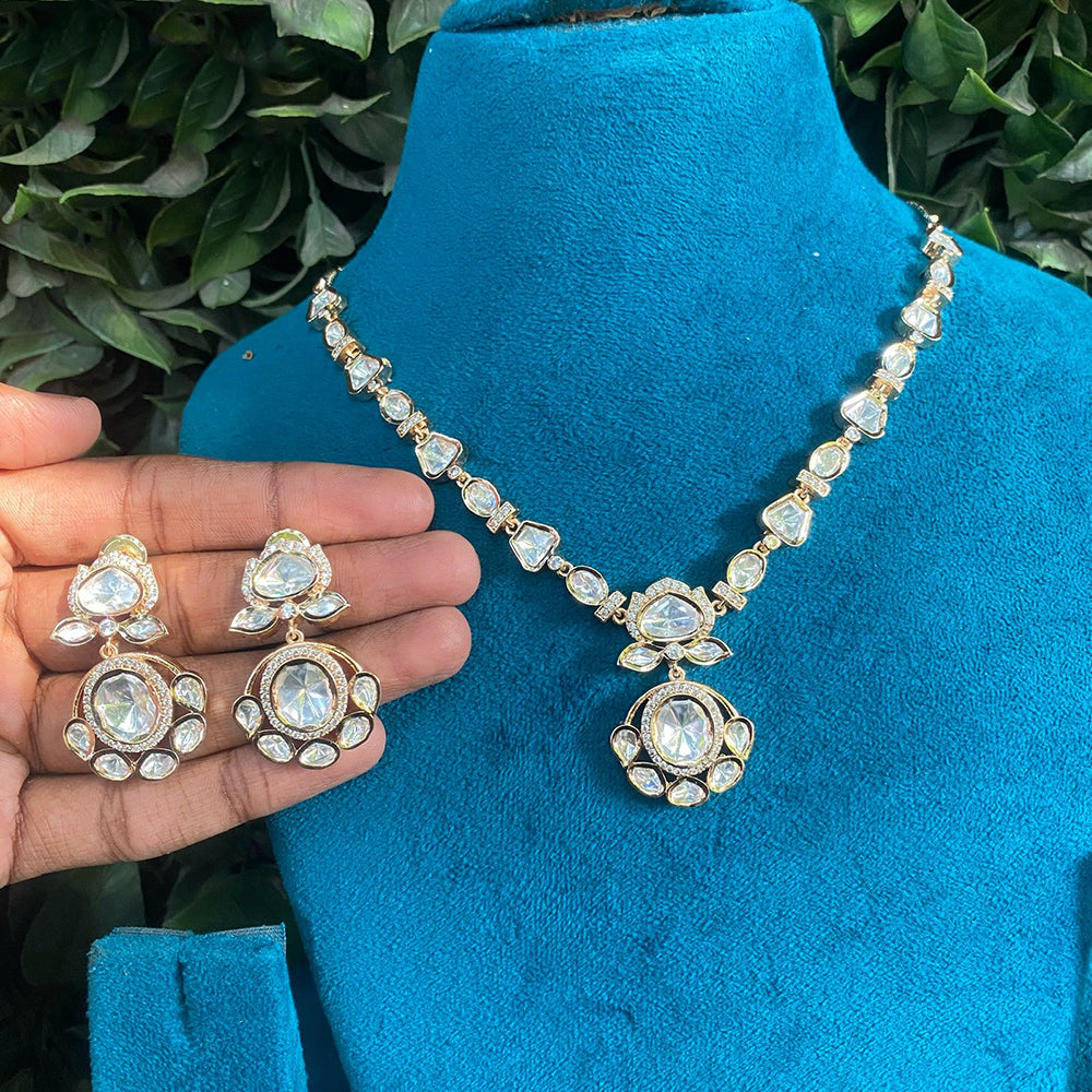 Amoliya Jewels Designer Polki Kundan Stone Necklace Set