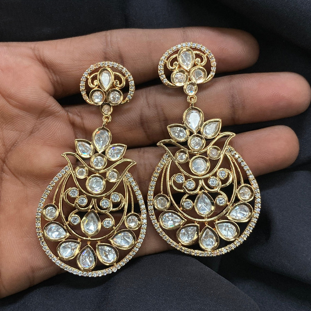 Amoliya Jewels Classic Polki Kundan Designer Dangler Earrings