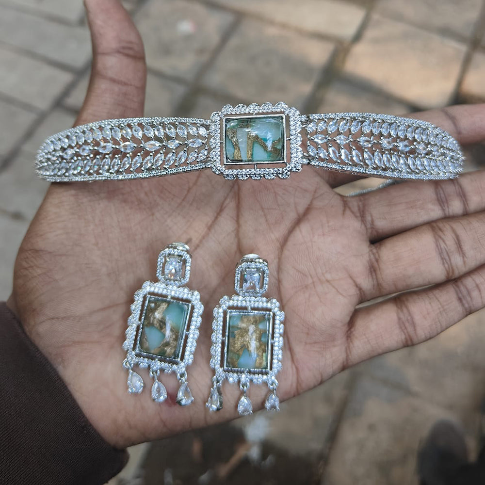 Amoliya Jewels American Diamond Elegant Choker Necklace Set