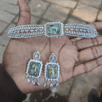 Amoliya Jewels American Diamond Elegant Choker Necklace Set