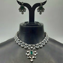 Amoliya Jewels Ethnic Oxidised Plated Pota Stone Necklace Set