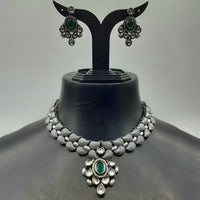Amoliya Jewels Ethnic Oxidised Plated Pota Stone Necklace Set