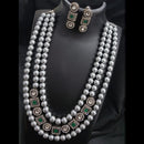 Amoliya Jewels Ethnic Oxidised Plated Pota StoneAnd Bead Necklace Set