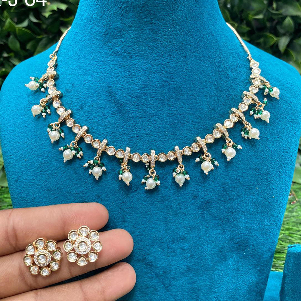 Amoliya Jewels Designer Polki Kundan Stone And Beads Necklace Set