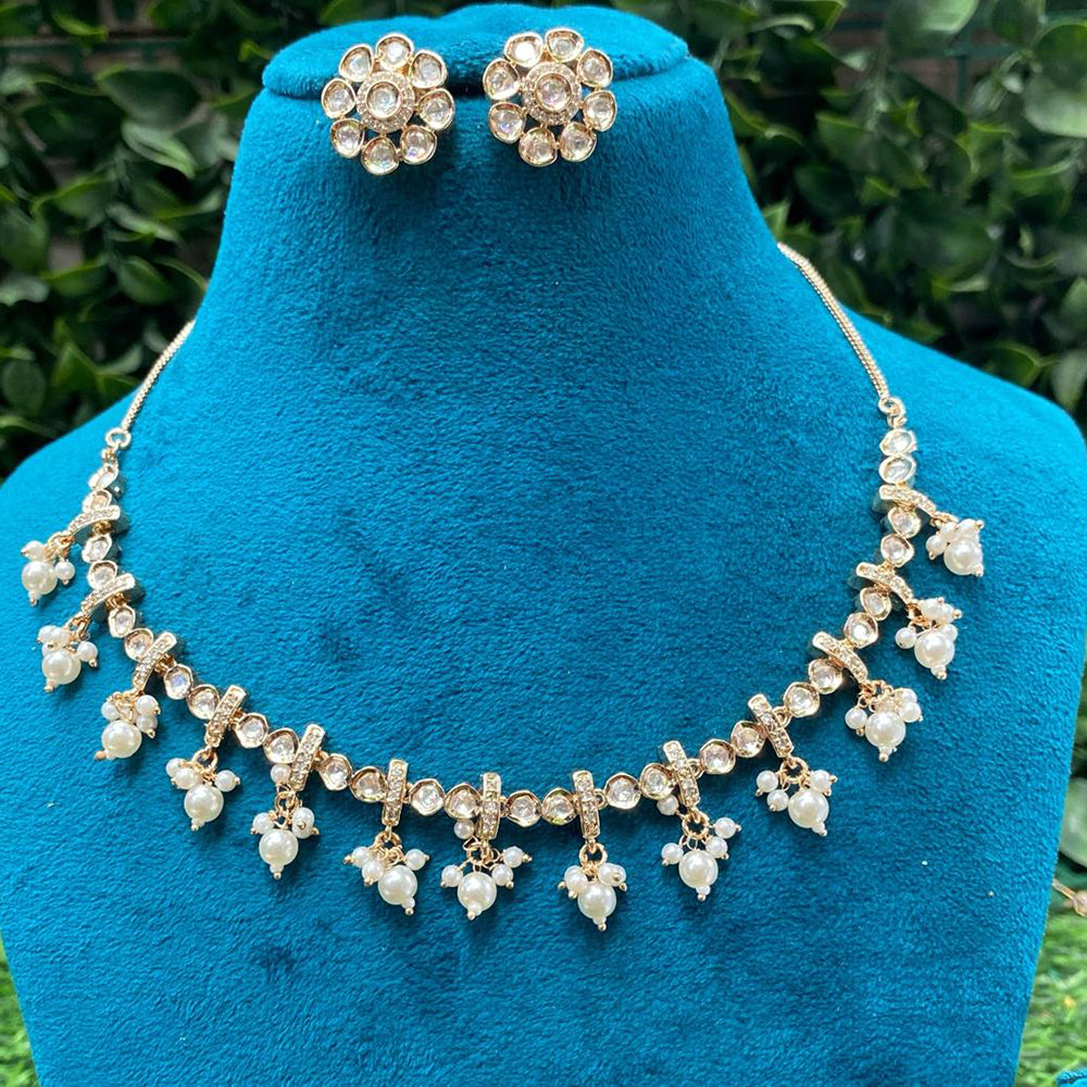 Amoliya Jewels Designer Polki Kundan Stone And Beads Necklace Set