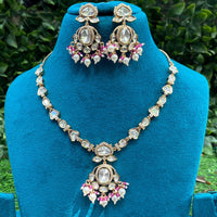 Amoliya Jewels Designer Polki Kundan Stone And Beads Necklace Set
