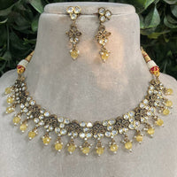 Amoliya Jewels Designer Polki Kundan Stone And Beads Necklace Set