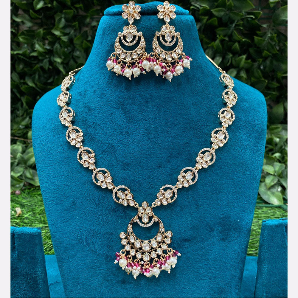 Amoliya Jewels Designer Polki Kundan Stone And Pearl Necklace Set
