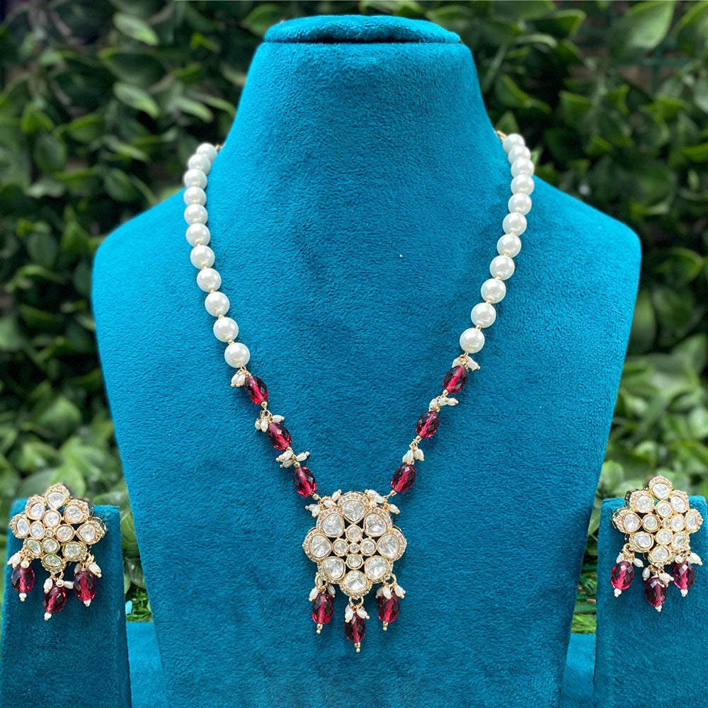 Amoliya Jewels Designer Polki Kundan Stone And Beads Necklace Set