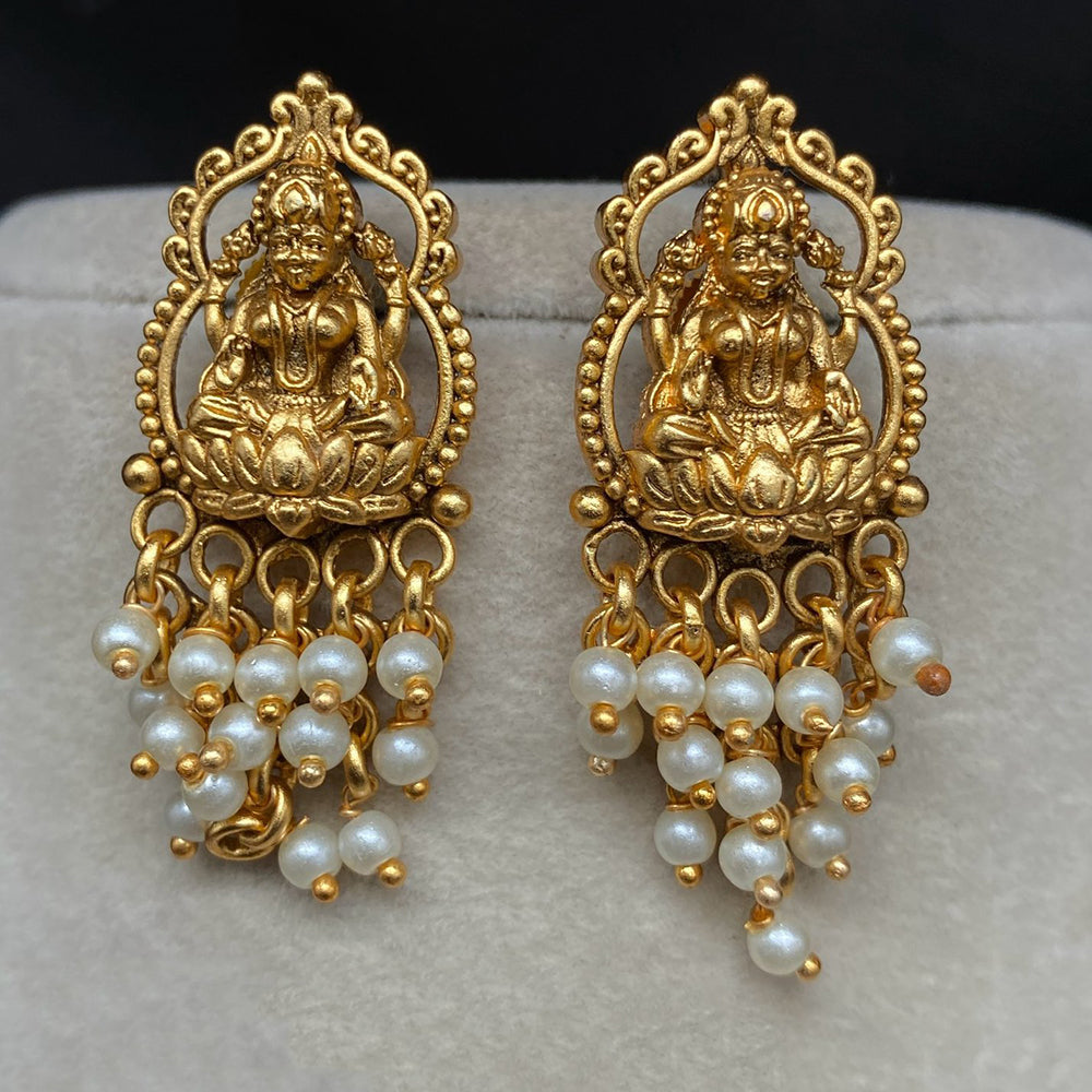 Amoliya Jewels Royal Look Goddess Temple Pearl Dangler Earrings
