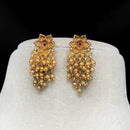 Amoliya Jewels Royal Look Flower With Pearl Temple Dangler Earrings