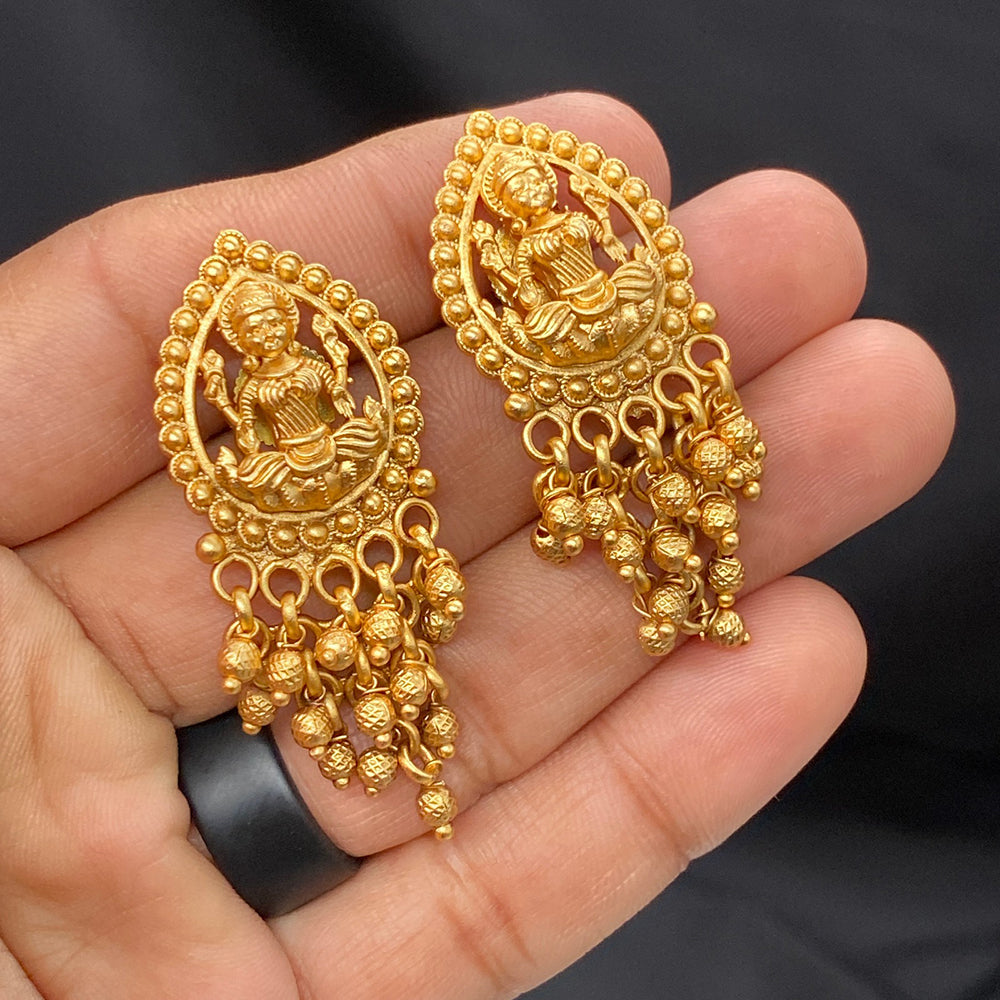 Amoliya Jewels Royal Look Goddess Temple Pearl Dangler Earrings