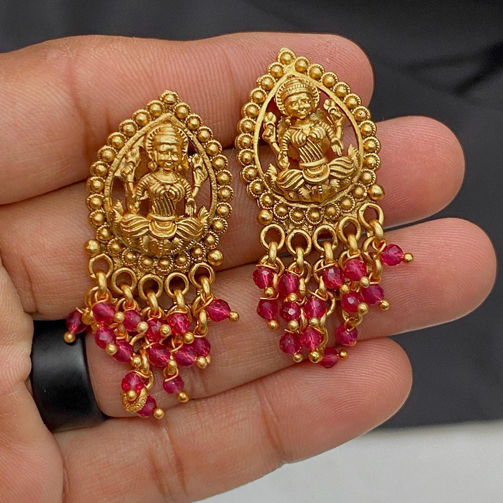 Amoliya Jewels Royal Look Goddess Temple Pearl Dangler Earrings