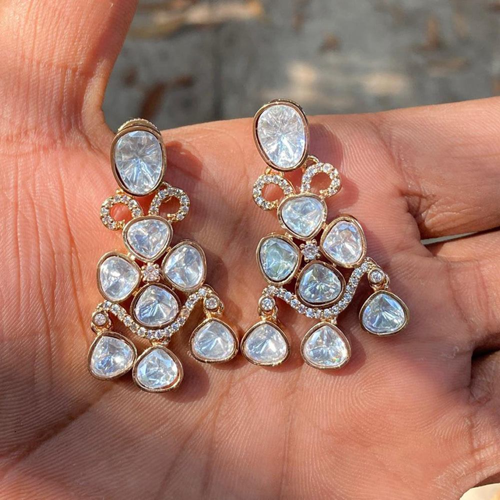 Amoliya Jewels Premium Polki Kundan Dangler Earrings