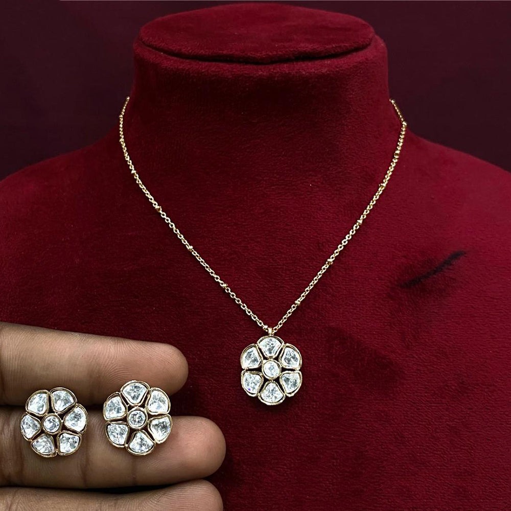 Amoliya Jewels Designer Polki Kundan Stone Necklace Set