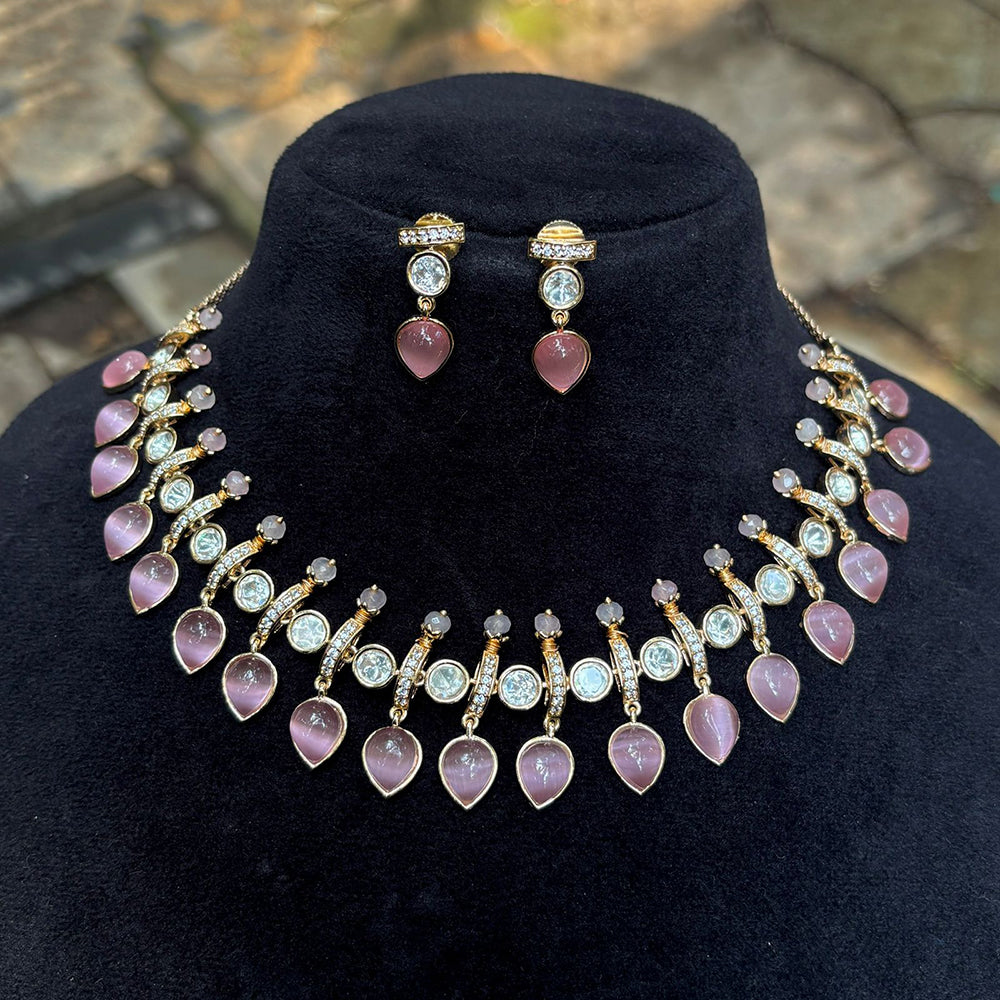Amoliya Jewels Premium Polki Kundan Stone  And Pearl Necklace Set