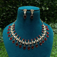 Amoliya Jewels Premium Polki Kundan Stone  And Pearl Necklace Set