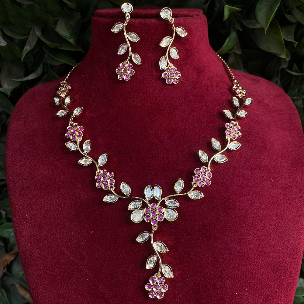 Amoliya Jewels Premium Polki Kundan Stone Necklace Set