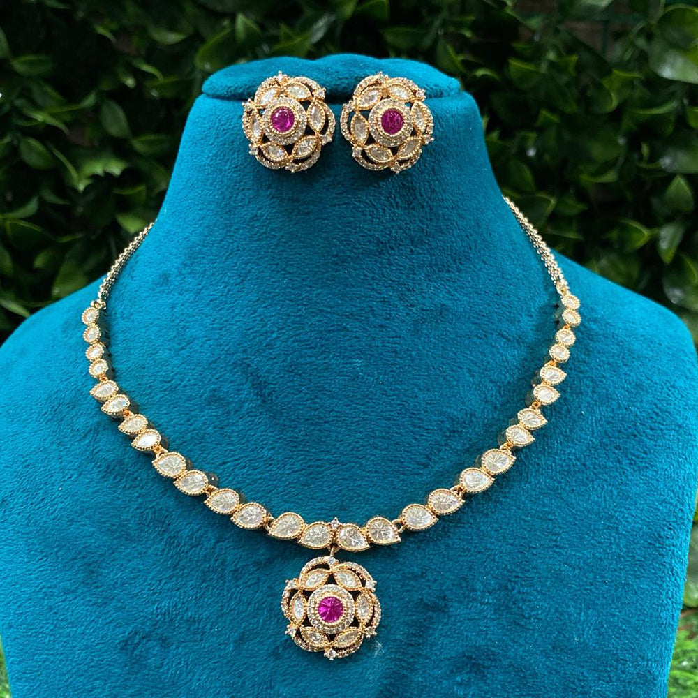 Amoliya Jewels Premium Polki Kundan Stone Necklace Set