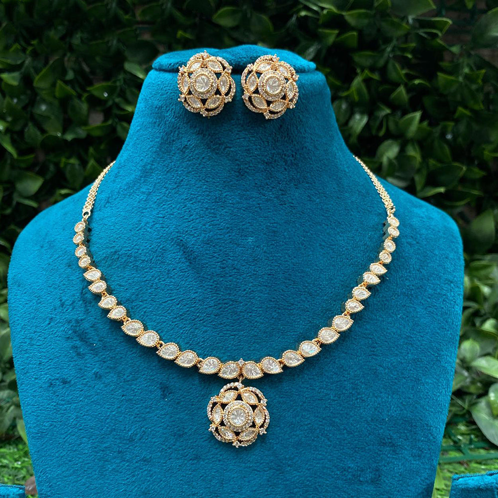 Amoliya Jewels Premium Polki Kundan Stone Necklace Set