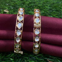 Amoliya Jewels Classic Ethnic Polki Kundan Openable Bangles Set