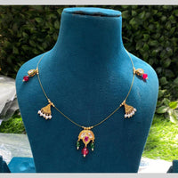 Amoliya Jewels Royal Pota Stone And Pearl Necklace 