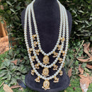 Amoliya Jewels Sophisticated Triple Pearl Kundan Stone And Beads Long Necklace