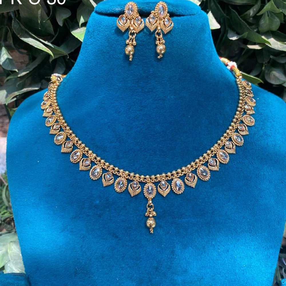 Amoliya Jewels Premium Pota Stone And Beads Necklace Set