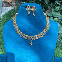 Amoliya Jewels Premium Pota Stone And Beads Necklace Set